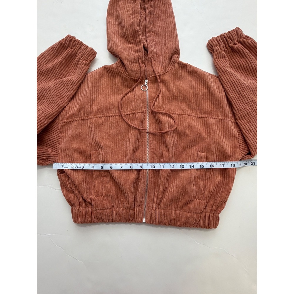 Altar'd State Rust Corduroy Cropped Zip Up Hoodie Jacket XS FL21A863 Terracotta - Picture 4 of 6